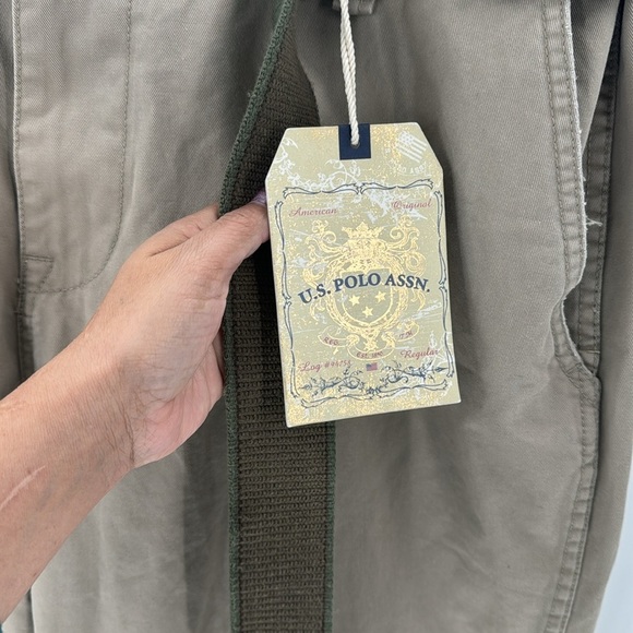 U.S Polo Assn. military plain front khaki business casual neutral 40x30 w/belt - Picture 2 of 11